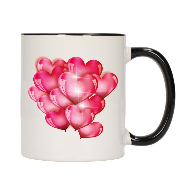 KUBEK KUBKI CZARNY ŚRODEK UCHO DLA NIEJ NIEGO WALENTYNKI PREZENT W5