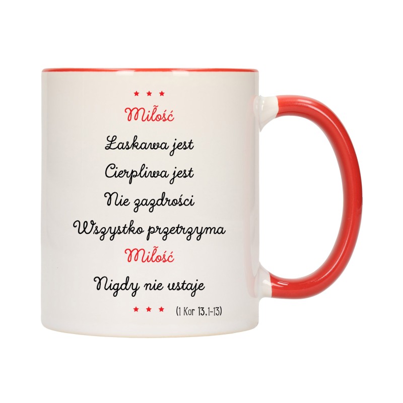 KUBEK KUBKI CZERWONY ŚRODEK UCHO DLA NIEJ NIEGO WALENTYNKI PREZENT W536