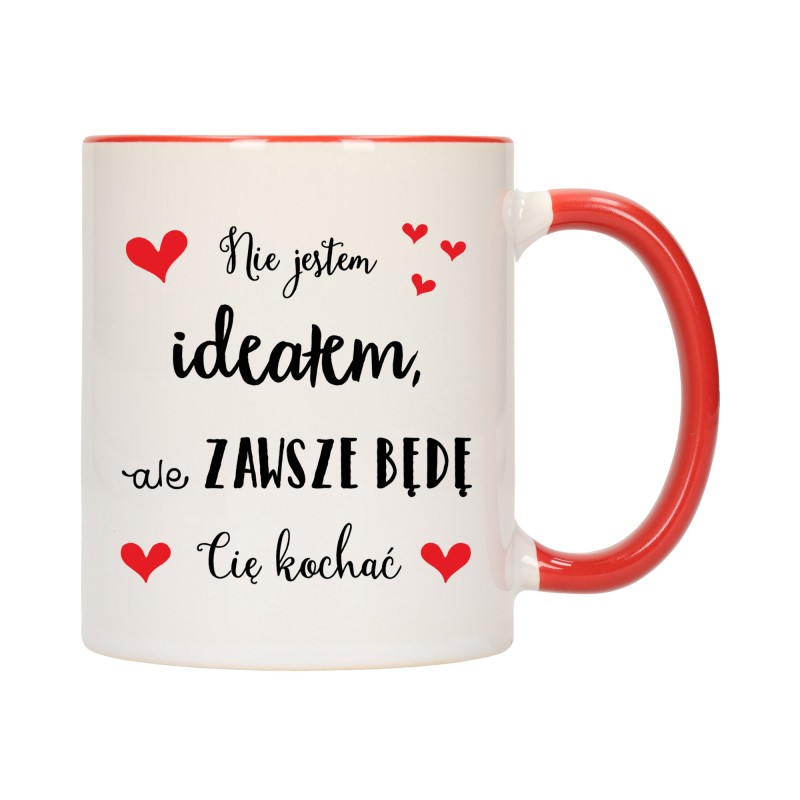 KUBEK KUBKI CZERWONY ŚRODEK UCHO DLA NIEJ NIEGO WALENTYNKI PREZENT W364