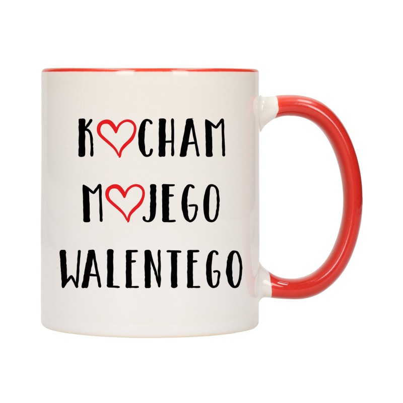 KUBEK KUBKI CZERWONY ŚRODEK UCHO DLA NIEJ NIEGO WALENTYNKI PREZENT W356