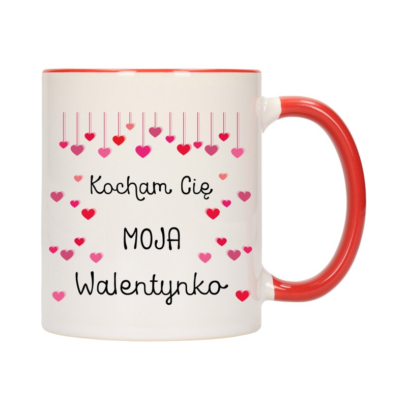 KUBEK KUBKI CZERWONY ŚRODEK UCHO DLA NIEJ NIEGO WALENTYNKI PREZENT W361