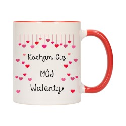 KUBEK KUBKI CZERWONY ŚRODEK UCHO DLA NIEJ NIEGO WALENTYNKI PREZENT W360
