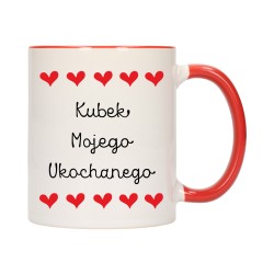 KUBEK KUBKI CZERWONY ŚRODEK UCHO DLA NIEJ NIEGO WALENTYNKI PREZENT W362