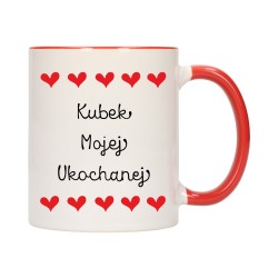 KUBEK KUBKI CZERWONY ŚRODEK UCHO DLA NIEJ NIEGO WALENTYNKI PREZENT W363