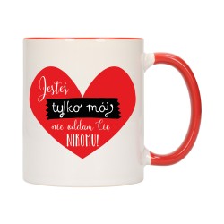 KUBEK KUBKI CZERWONY ŚRODEK UCHO DLA NIEJ NIEGO WALENTYNKI PREZENT W370