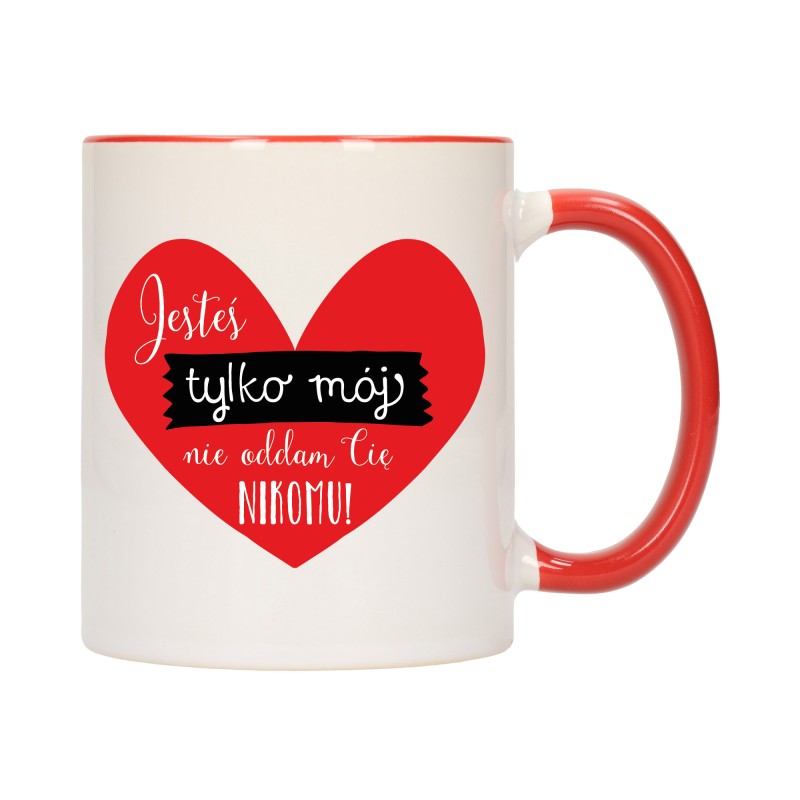 KUBEK KUBKI CZERWONY ŚRODEK UCHO DLA NIEJ NIEGO WALENTYNKI PREZENT W370
