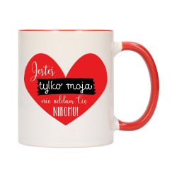 KUBEK KUBKI CZERWONY ŚRODEK UCHO DLA NIEJ NIEGO WALENTYNKI PREZENT W371