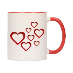 KUBEK KUBKI CZERWONY ŚRODEK UCHO DLA NIEJ NIEGO WALENTYNKI PREZENT W12