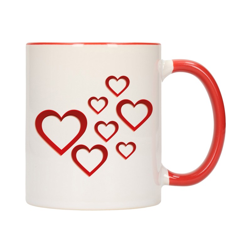 KUBEK KUBKI CZERWONY ŚRODEK UCHO DLA NIEJ NIEGO WALENTYNKI PREZENT W12