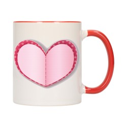 KUBEK KUBKI CZERWONY ŚRODEK UCHO DLA NIEJ NIEGO WALENTYNKI PREZENT W1