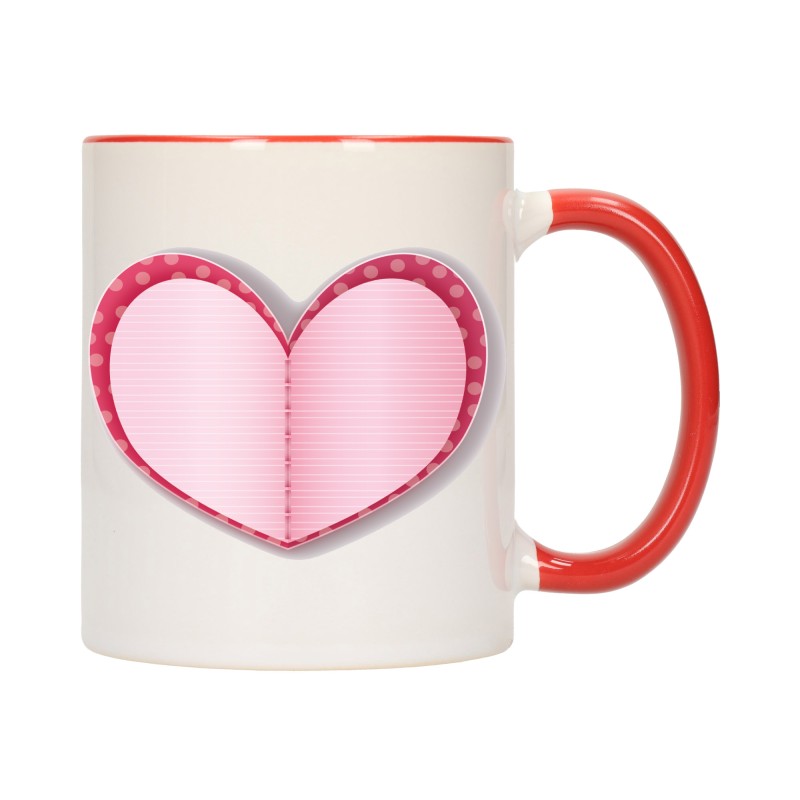 KUBEK KUBKI CZERWONY ŚRODEK UCHO DLA NIEJ NIEGO WALENTYNKI PREZENT W1