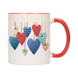 KUBEK KUBKI CZERWONY ŚRODEK UCHO DLA NIEJ NIEGO WALENTYNKI PREZENT W2