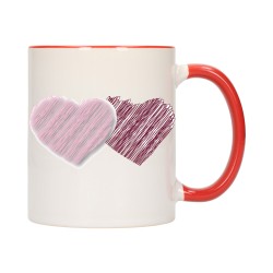 KUBEK KUBKI CZERWONY ŚRODEK UCHO DLA NIEJ NIEGO WALENTYNKI PREZENT W14