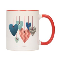 KUBEK KUBKI CZERWONY ŚRODEK UCHO DLA NIEJ NIEGO WALENTYNKI PREZENT W4