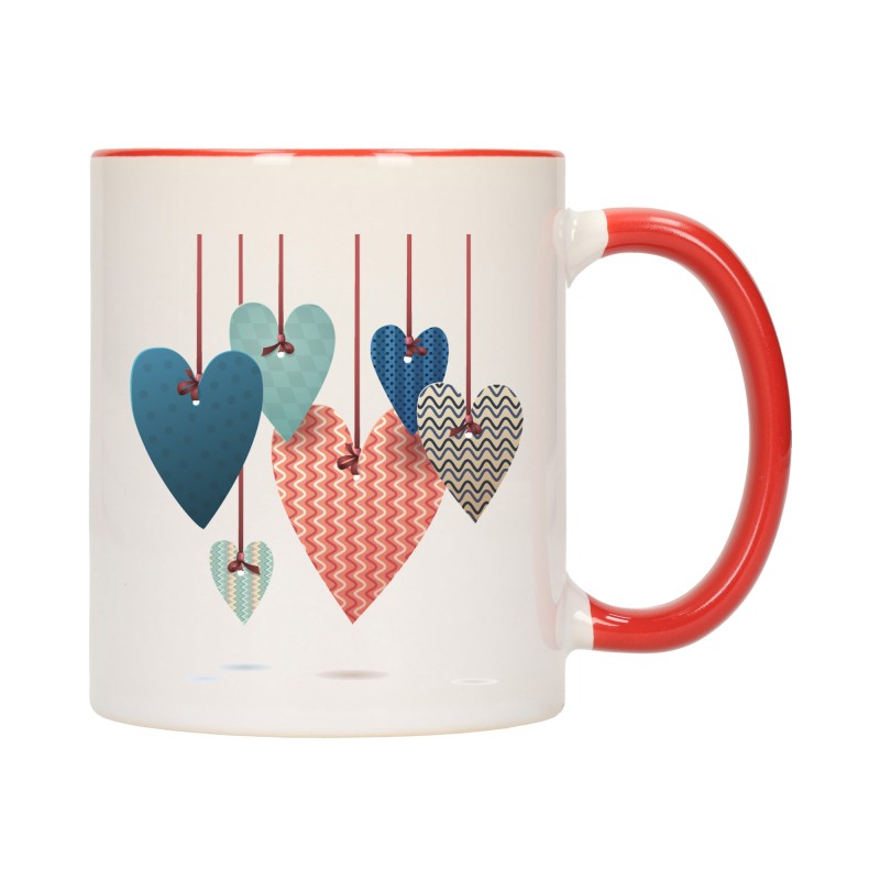 KUBEK KUBKI CZERWONY ŚRODEK UCHO DLA NIEJ NIEGO WALENTYNKI PREZENT W4