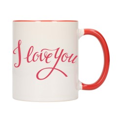 KUBEK KUBKI CZERWONY ŚRODEK UCHO DLA NIEJ NIEGO WALENTYNKI PREZENT W13