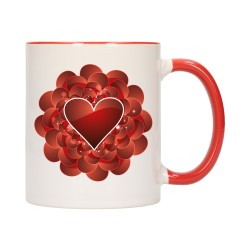 KUBEK KUBKI CZERWONY ŚRODEK UCHO DLA NIEJ NIEGO WALENTYNKI PREZENT W11