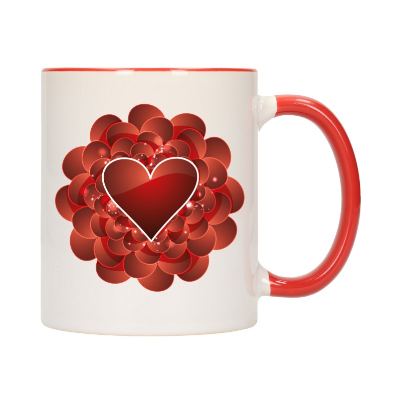 KUBEK KUBKI CZERWONY ŚRODEK UCHO DLA NIEJ NIEGO WALENTYNKI PREZENT W11