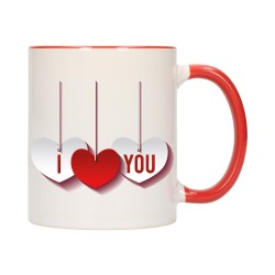 KUBEK KUBKI CZERWONY ŚRODEK UCHO DLA NIEJ NIEGO WALENTYNKI PREZENT W10