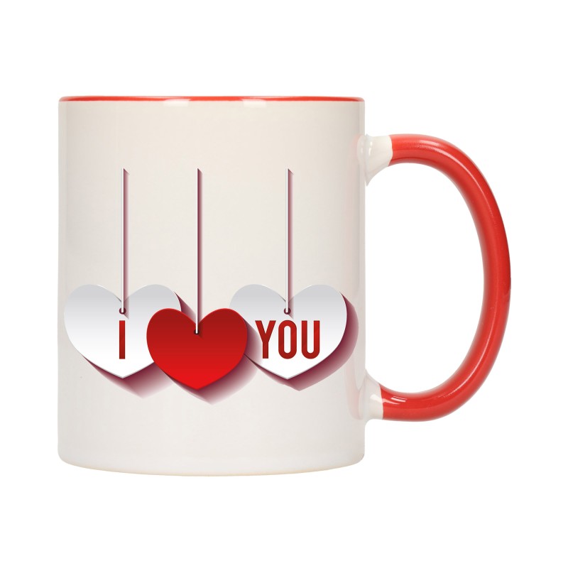 KUBEK KUBKI CZERWONY ŚRODEK UCHO DLA NIEJ NIEGO WALENTYNKI PREZENT W10