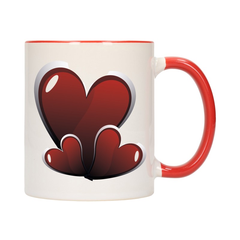 KUBEK KUBKI CZERWONY ŚRODEK UCHO DLA NIEJ NIEGO WALENTYNKI PREZENT W8