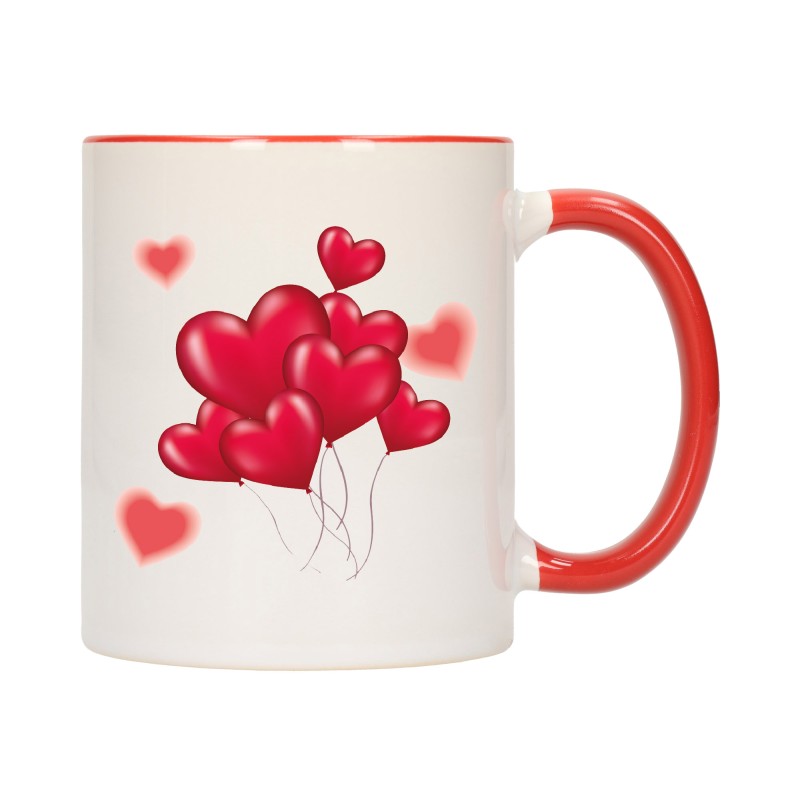 KUBEK KUBKI CZERWONY ŚRODEK UCHO DLA NIEJ NIEGO WALENTYNKI PREZENT W7