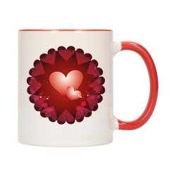 KUBEK KUBKI CZERWONY ŚRODEK UCHO DLA NIEJ NIEGO WALENTYNKI PREZENT W15