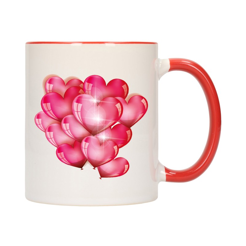 KUBEK KUBKI CZERWONY ŚRODEK UCHO DLA NIEJ NIEGO WALENTYNKI PREZENT W5