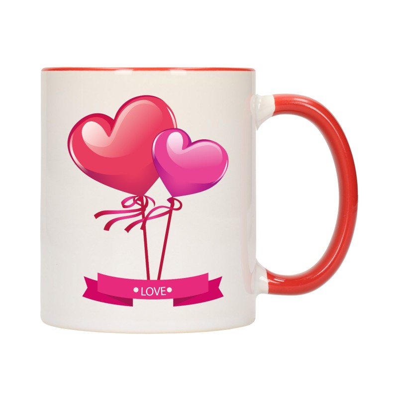 KUBEK KUBKI CZERWONY ŚRODEK UCHO DLA NIEJ NIEGO WALENTYNKI PREZENT W6