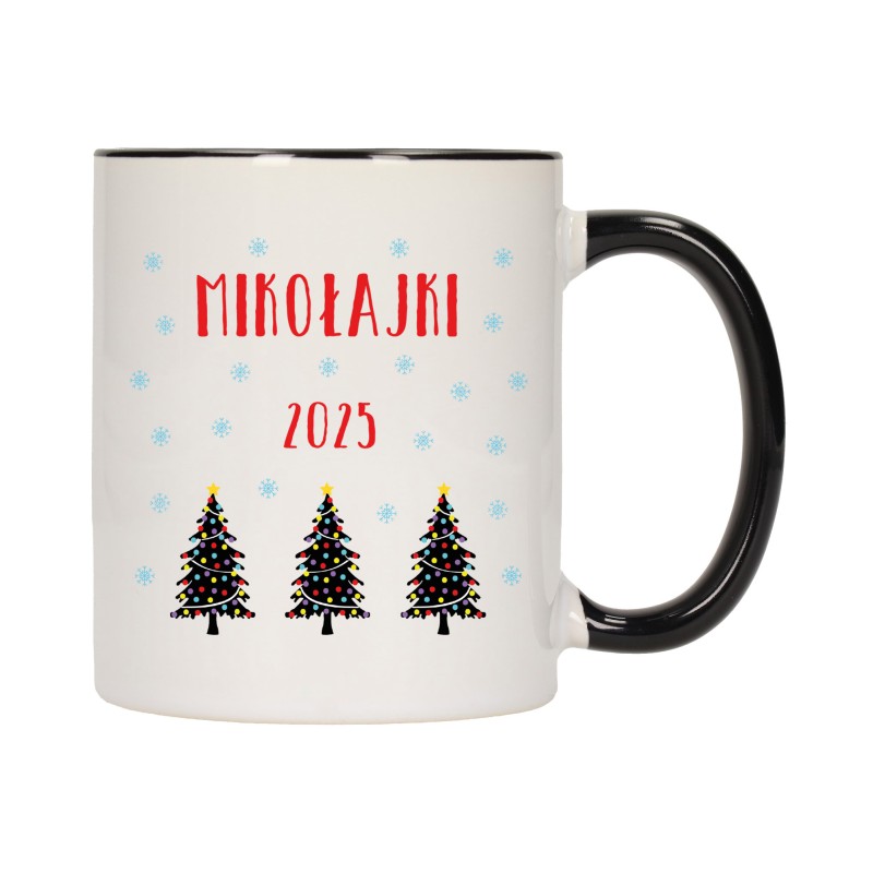 KUBEK KUBKI CZARNY ŚRODEK UCHO NA MIKOŁAJA MIKOŁAJ PREZENT W309