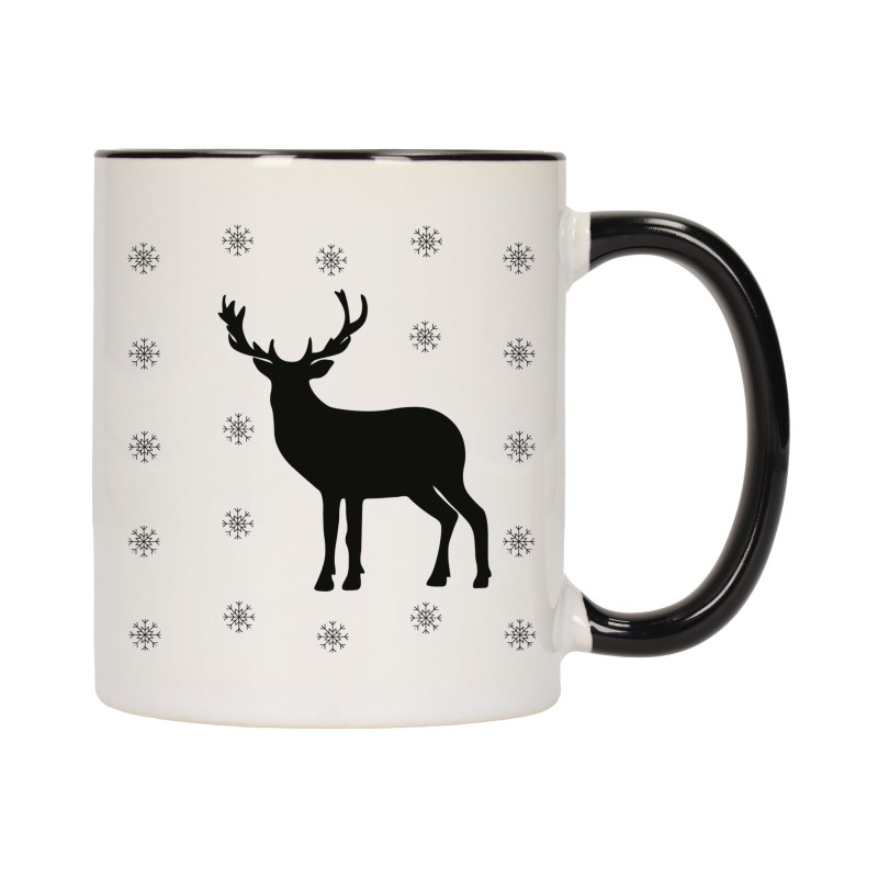 KUBEK KUBKI CZARNY ŚRODEK UCHO NA MIKOŁAJA MIKOŁAJ PREZENT W307