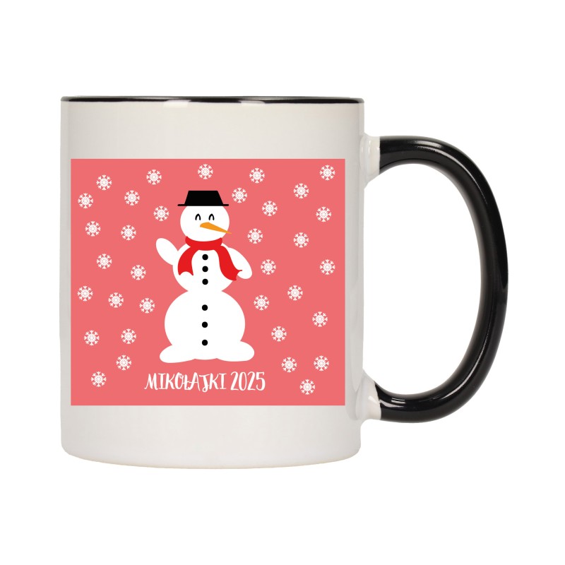 KUBEK KUBKI CZARNY ŚRODEK UCHO NA MIKOŁAJA MIKOŁAJ PREZENT W306