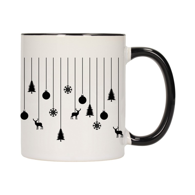 KUBEK KUBKI CZARNY ŚRODEK UCHO NA MIKOŁAJA MIKOŁAJ PREZENT W305