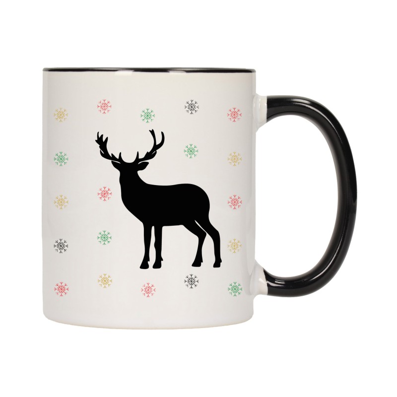 KUBEK KUBKI CZARNY ŚRODEK UCHO NA MIKOŁAJA MIKOŁAJ PREZENT W595