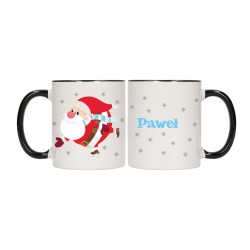 KUBEK KUBKI CZARNY ŚRODEK UCHO NA MIKOŁAJA MIKOŁAJ Z IMIENIEM IMIĘ W627