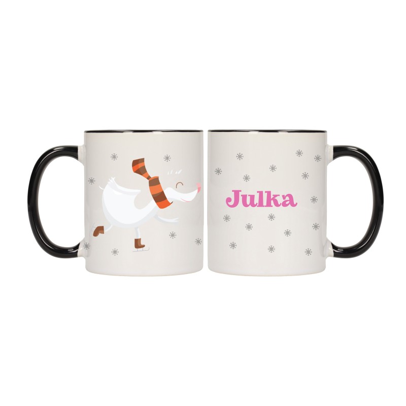 KUBEK KUBKI CZARNY ŚRODEK UCHO NA MIKOŁAJA MIKOŁAJ Z IMIENIEM IMIĘ W626