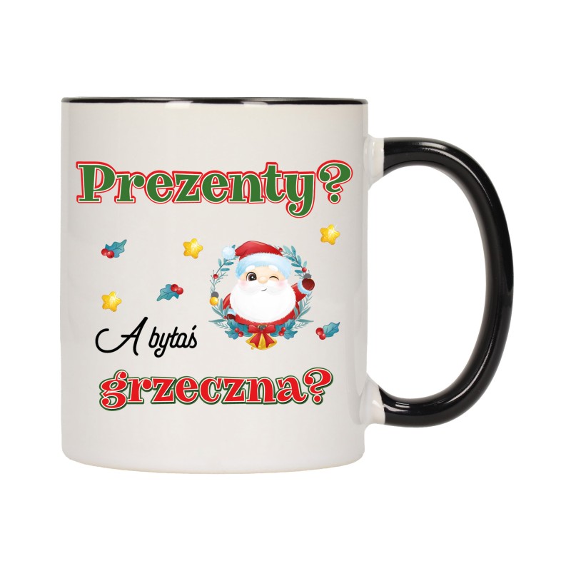 KUBEK KUBKI CZARNY ŚRODEK UCHO NA MIKOŁAJA MIKOŁAJ PREZENT w667