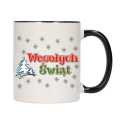 KUBEK KUBKI CZARNY ŚRODEK UCHO NA MIKOŁAJA MIKOŁAJ PREZENT w673