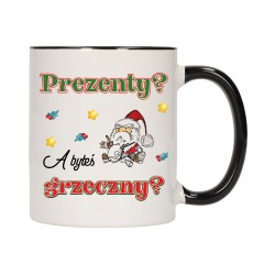 KUBEK KUBKI CZARNY ŚRODEK UCHO NA MIKOŁAJA MIKOŁAJ PREZENT w679