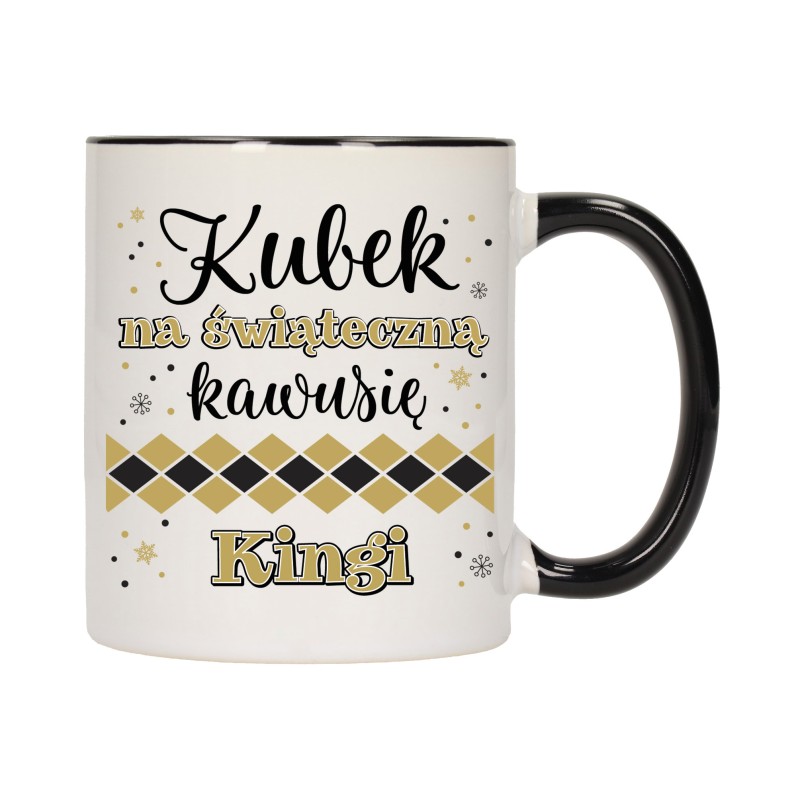 KUBEK KUBKI CZARNY ŚRODEK UCHO NA MIKOŁAJA MIKOŁAJ PREZENT w668