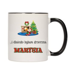 KUBEK KUBKI CZARNY ŚRODEK UCHO NA MIKOŁAJA MIKOŁAJ PREZENT w674