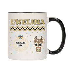 KUBEK KUBKI CZARNY ŚRODEK UCHO NA MIKOŁAJA MIKOŁAJ PREZENT w675