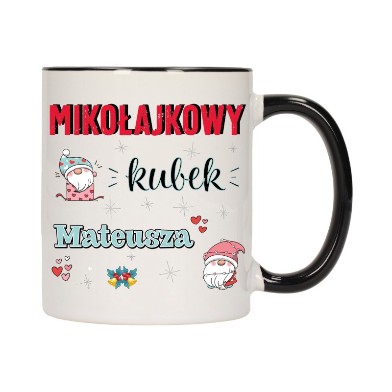 KUBEK KUBKI CZARNY ŚRODEK UCHO NA MIKOŁAJA MIKOŁAJ PREZENT w676