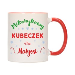 KUBEK KUBKI CZERWONY ŚRODEK UCHO NA MIKOŁAJA MIKOŁAJ PREZENT W302