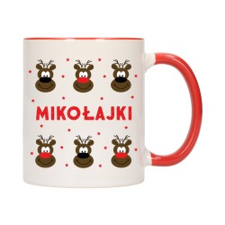 KUBEK KUBKI CZERWONY ŚRODEK UCHO NA MIKOŁAJA MIKOŁAJ PREZENT W310