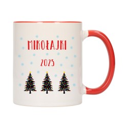 KUBEK KUBKI CZERWONY ŚRODEK UCHO NA MIKOŁAJA MIKOŁAJ PREZENT W309