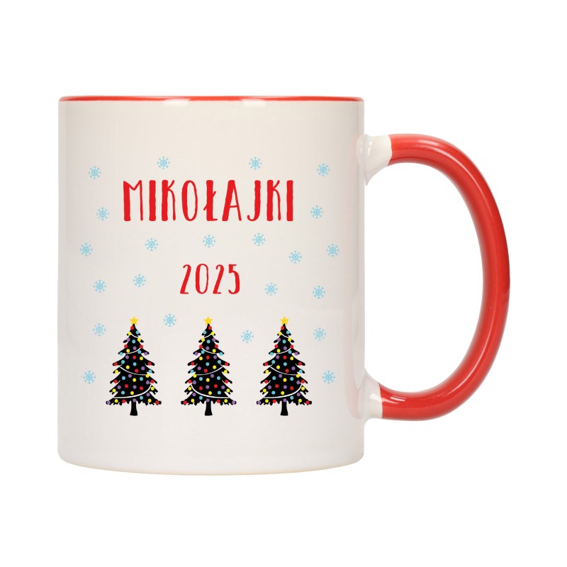 KUBEK KUBKI CZERWONY ŚRODEK UCHO NA MIKOŁAJA MIKOŁAJ PREZENT W309