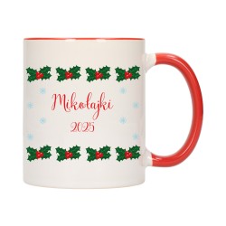 KUBEK KUBKI CZERWONY ŚRODEK UCHO NA MIKOŁAJA MIKOŁAJ PREZENT W308