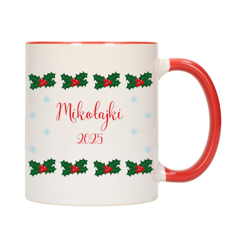 KUBEK KUBKI CZERWONY ŚRODEK UCHO NA MIKOŁAJA MIKOŁAJ PREZENT W308