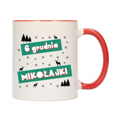 KUBEK KUBKI CZERWONY ŚRODEK UCHO NA MIKOŁAJA MIKOŁAJ PREZENT W304